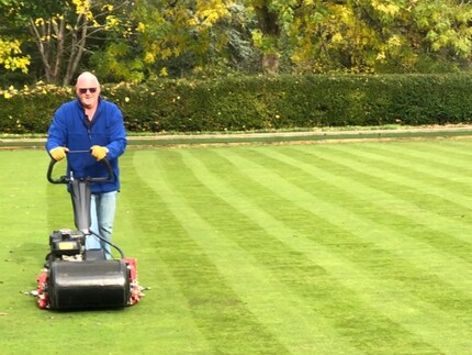 2026 Alan mowing the green-2